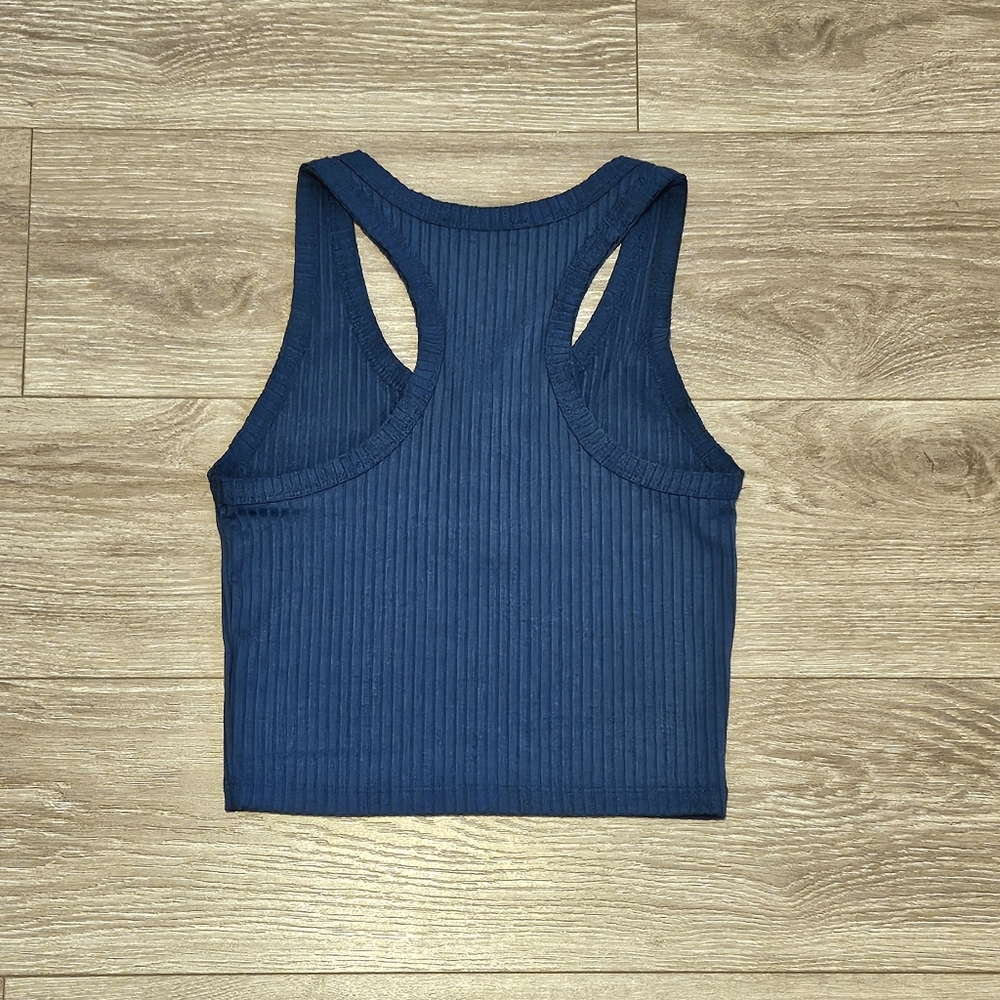 Blue Racerback Crop Tank - Picture 2 of 4